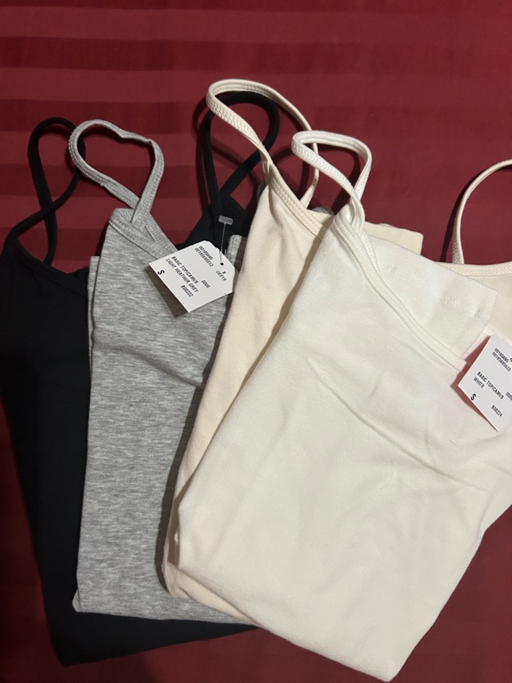 Forever 21 Black, Gray, Cream & White Spaghetti Strap Camisoles (4-Pack)